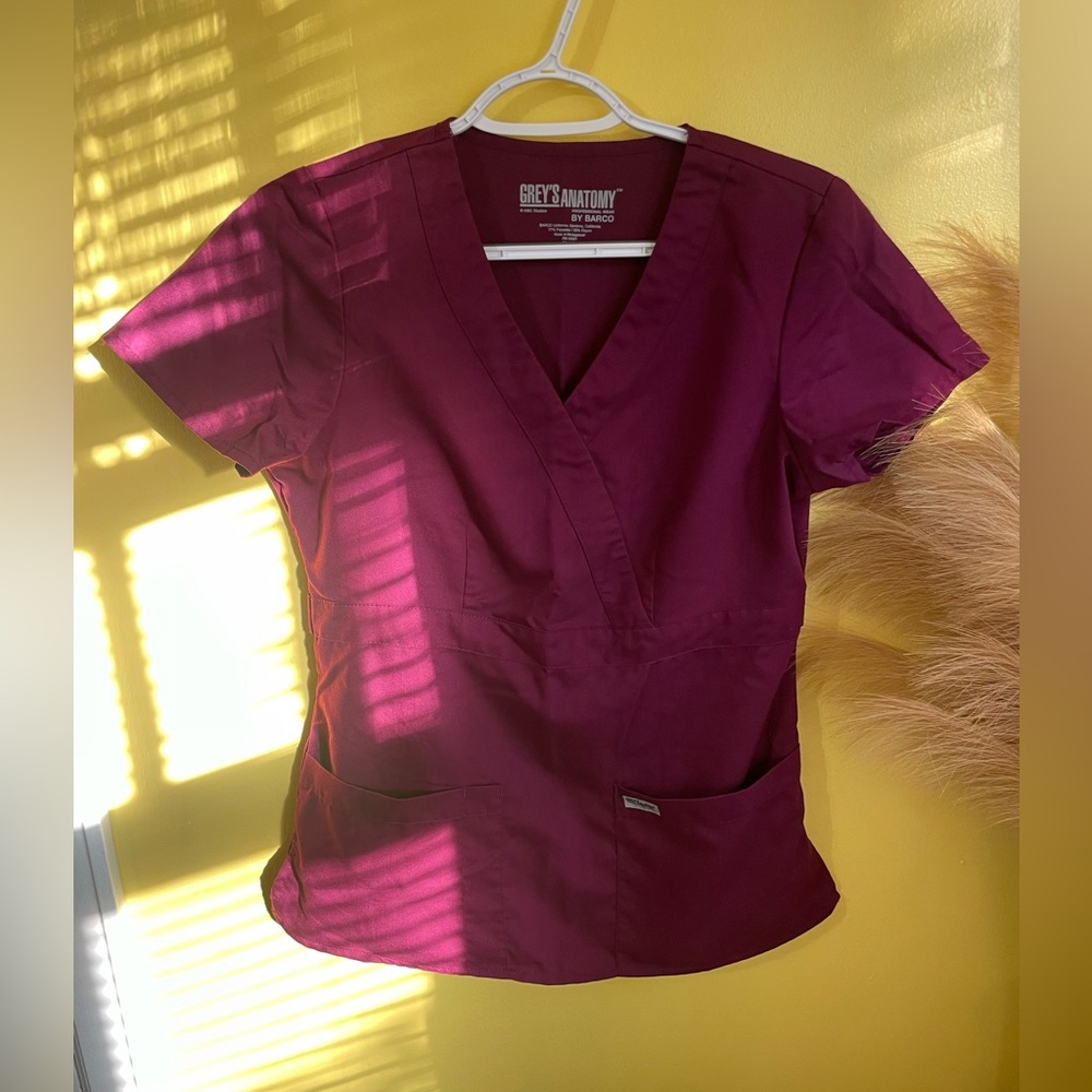 Grey's Anatomy Women's Burgundy Scrub Top